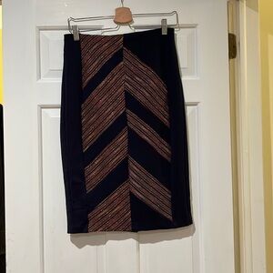 Eva Franco metallic weave design pencil skirt